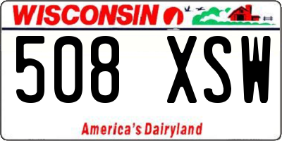 WI license plate 508XSW