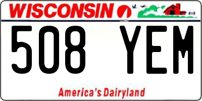 WI license plate 508YEM