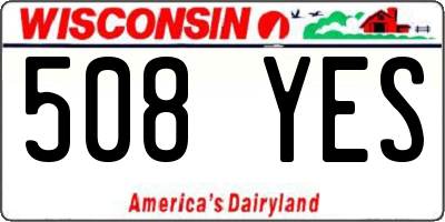 WI license plate 508YES