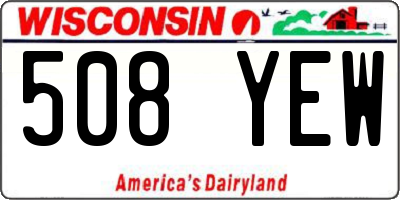 WI license plate 508YEW