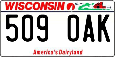 WI license plate 509OAK