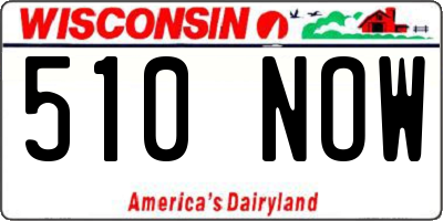 WI license plate 510NOW