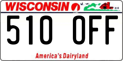 WI license plate 510OFF