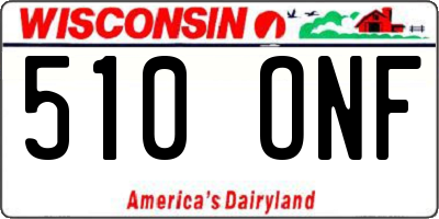 WI license plate 510ONF