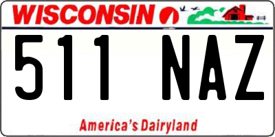 WI license plate 511NAZ