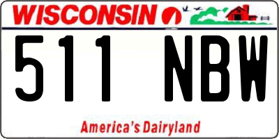 WI license plate 511NBW