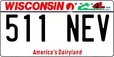 WI license plate 511NEV