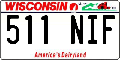 WI license plate 511NIF