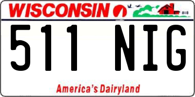 WI license plate 511NIG