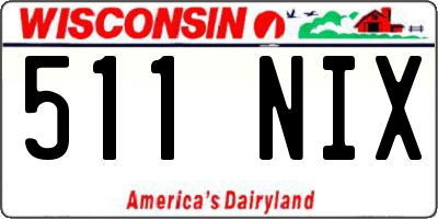 WI license plate 511NIX