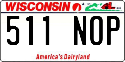 WI license plate 511NOP