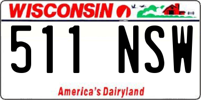 WI license plate 511NSW