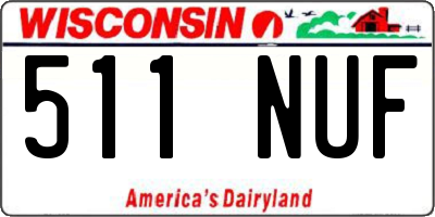 WI license plate 511NUF
