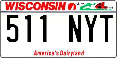 WI license plate 511NYT