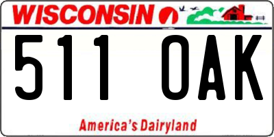 WI license plate 511OAK
