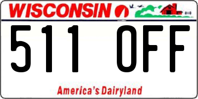 WI license plate 511OFF