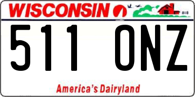 WI license plate 511ONZ