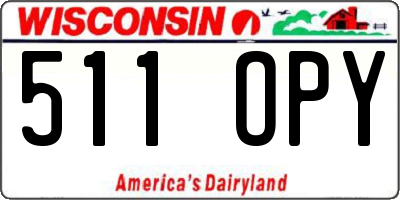 WI license plate 511OPY