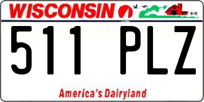 WI license plate 511PLZ