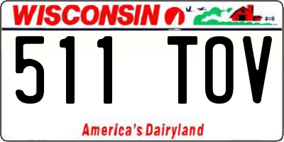 WI license plate 511TOV