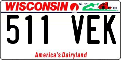 WI license plate 511VEK