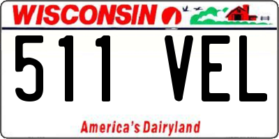 WI license plate 511VEL