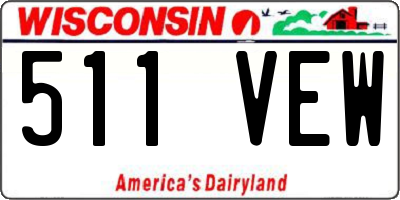 WI license plate 511VEW