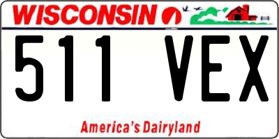 WI license plate 511VEX