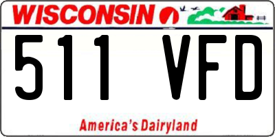 WI license plate 511VFD