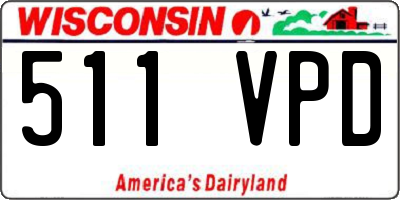 WI license plate 511VPD