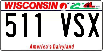 WI license plate 511VSX