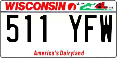 WI license plate 511YFW