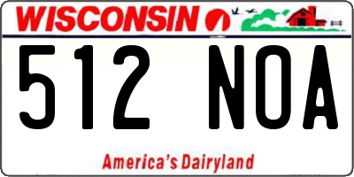 WI license plate 512NOA