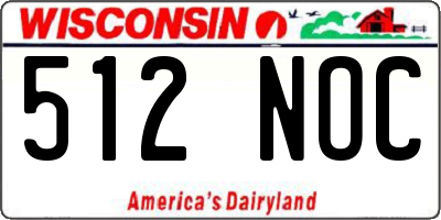 WI license plate 512NOC
