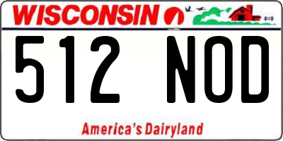 WI license plate 512NOD