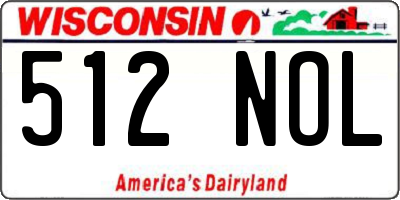 WI license plate 512NOL