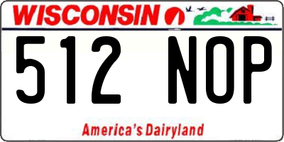 WI license plate 512NOP