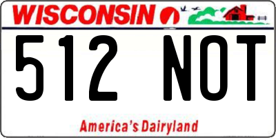 WI license plate 512NOT