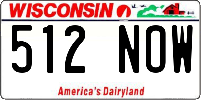 WI license plate 512NOW
