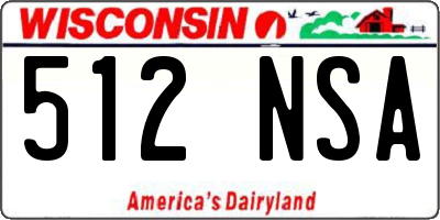 WI license plate 512NSA
