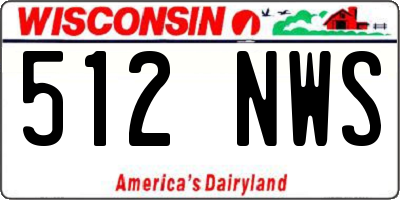 WI license plate 512NWS