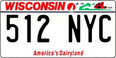 WI license plate 512NYC