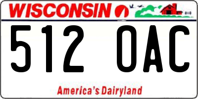 WI license plate 512OAC