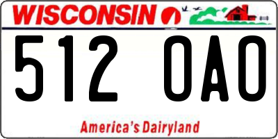 WI license plate 512OAO