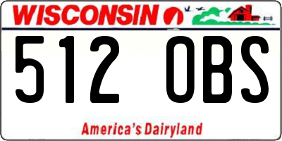 WI license plate 512OBS