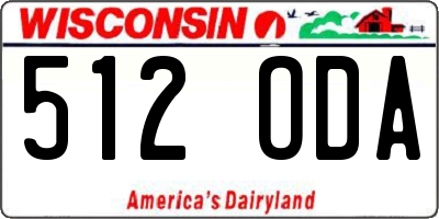 WI license plate 512ODA