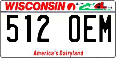 WI license plate 512OEM