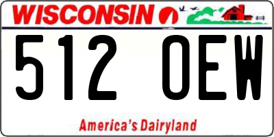 WI license plate 512OEW