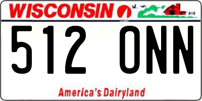 WI license plate 512ONN