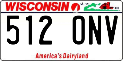 WI license plate 512ONV
